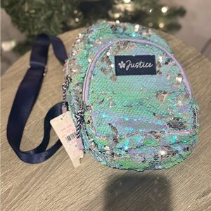 NWT, Justice Sequined Sling Bag
